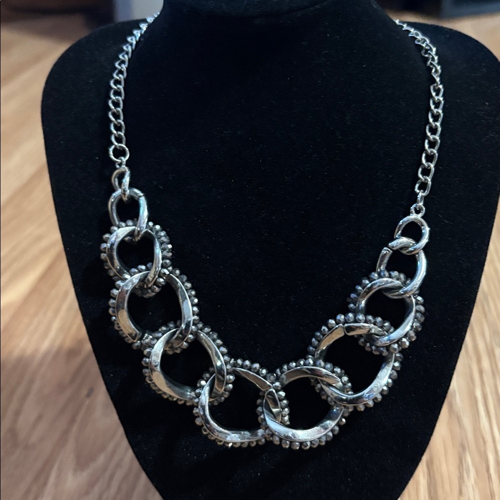 KENNETH COLE NEW YORK RHINESTONE LINKED SILVER-TONE 17" - 20" NECKLACE